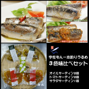 一本釣りうるめいわしセット(1日干、炙りたたき、オイルサーディン、ぶっかけ漬け丼)(冷凍)