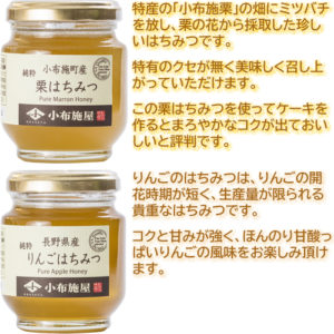 栗とりんごのはちみつセット　希少な長野県産の栗とりんごの花から採った蜂蜜　160g瓶各1本_02